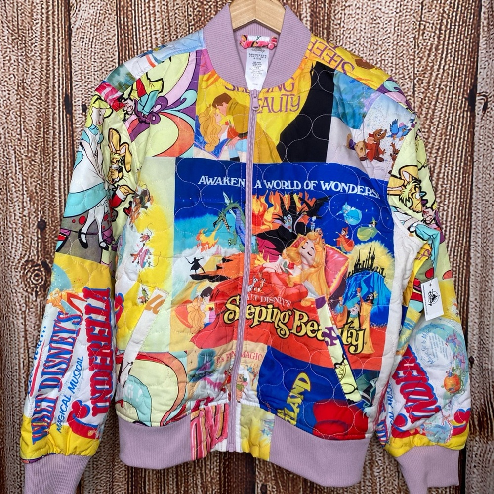 2025 Disney Parks Quilted Jacket Classic Tales Cinderella Sleeping Beauty XS